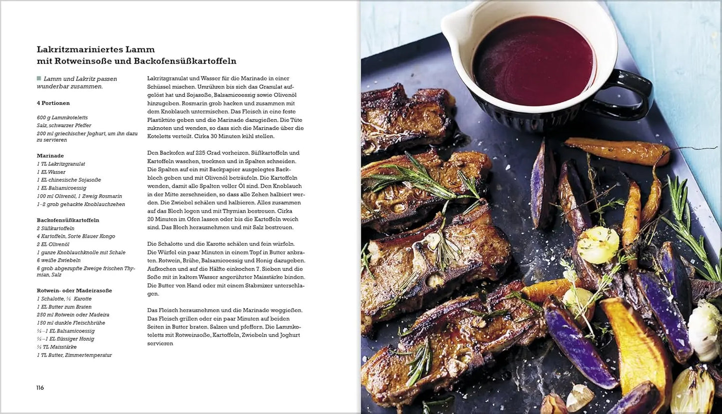 Lakritz - Süße und herzhafte Rezepte mit dem schwarzen Gold. Die vielseitigen Anwendungen von Lakritz in Kuchen, Desserts und Saucen entdecken: von Joghurt-Lakritz-Eis bis zu Lakritz-Balsamico Landwirtschaftsvlg Münster